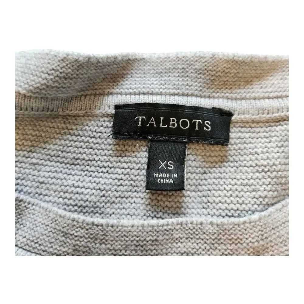NWOT Talbots Knit Sweater Womens Extra Small Gray Multicolor Stripes Waffle Knit